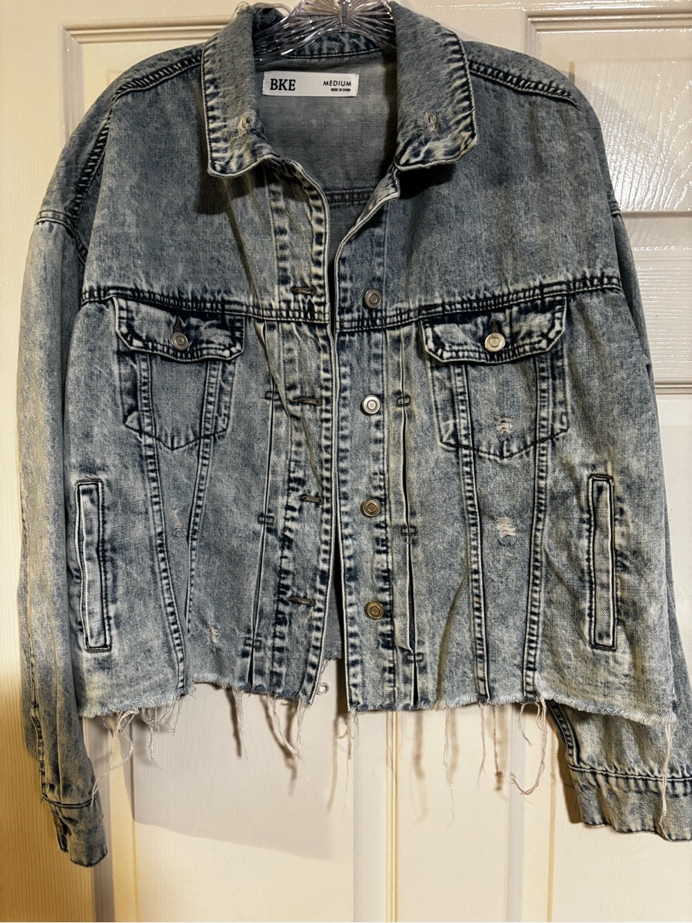 BKE Distressed Light Blue Jean Jacket